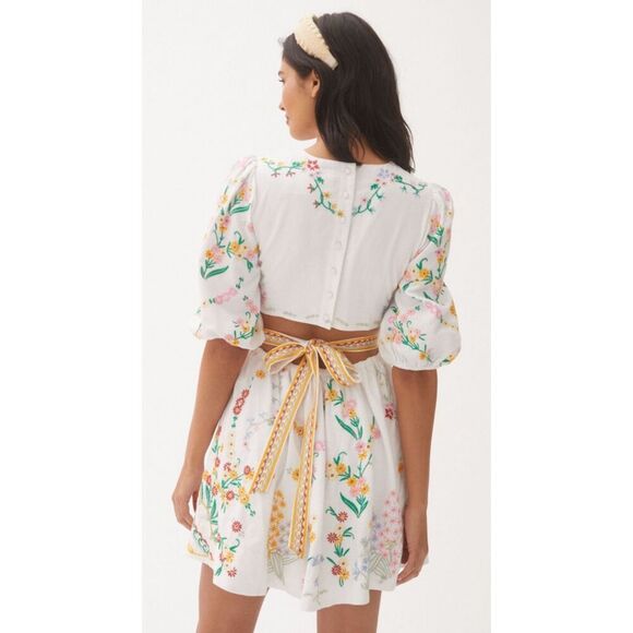 NWOT Anthropologie deep v embroidered floral dress, $325 XL C1 - Picture 4 of 12